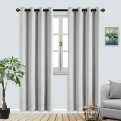 Superior Thermal Insulated Solid Blackout Curtain Panel Set with Grommet Topper