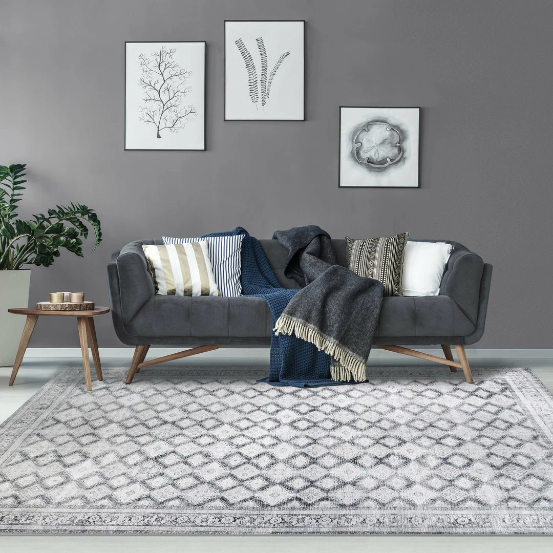 Superior Distressed Diamond Geometric Polyester Flat-weave Indoor Area Rug 2 Superior Distressed Diamond Geometric Polyester Flat-weave Indoor Area Rug - Image 2