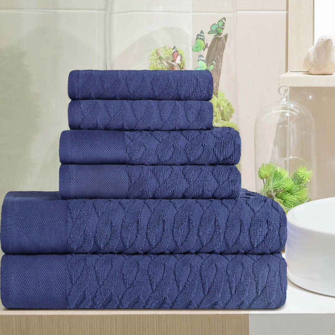 Superior Turkish Cotton Infinity Jacquard Assorted 6-Piece Towel Set 2 Superior Turkish Cotton Infinity Jacquard Assorted 6-Piece Towel Set - Image 2