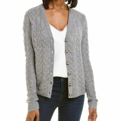 women Kier + J Cable V-Neck Cashmere Cardigan