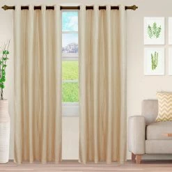 Superior Solid Textured Cascade Room Darkening Jacquard Grommet Curtain Panel Set