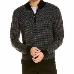 men Kier + J Mock Neck Wool & Cashmere-Blend 1/4-Zip