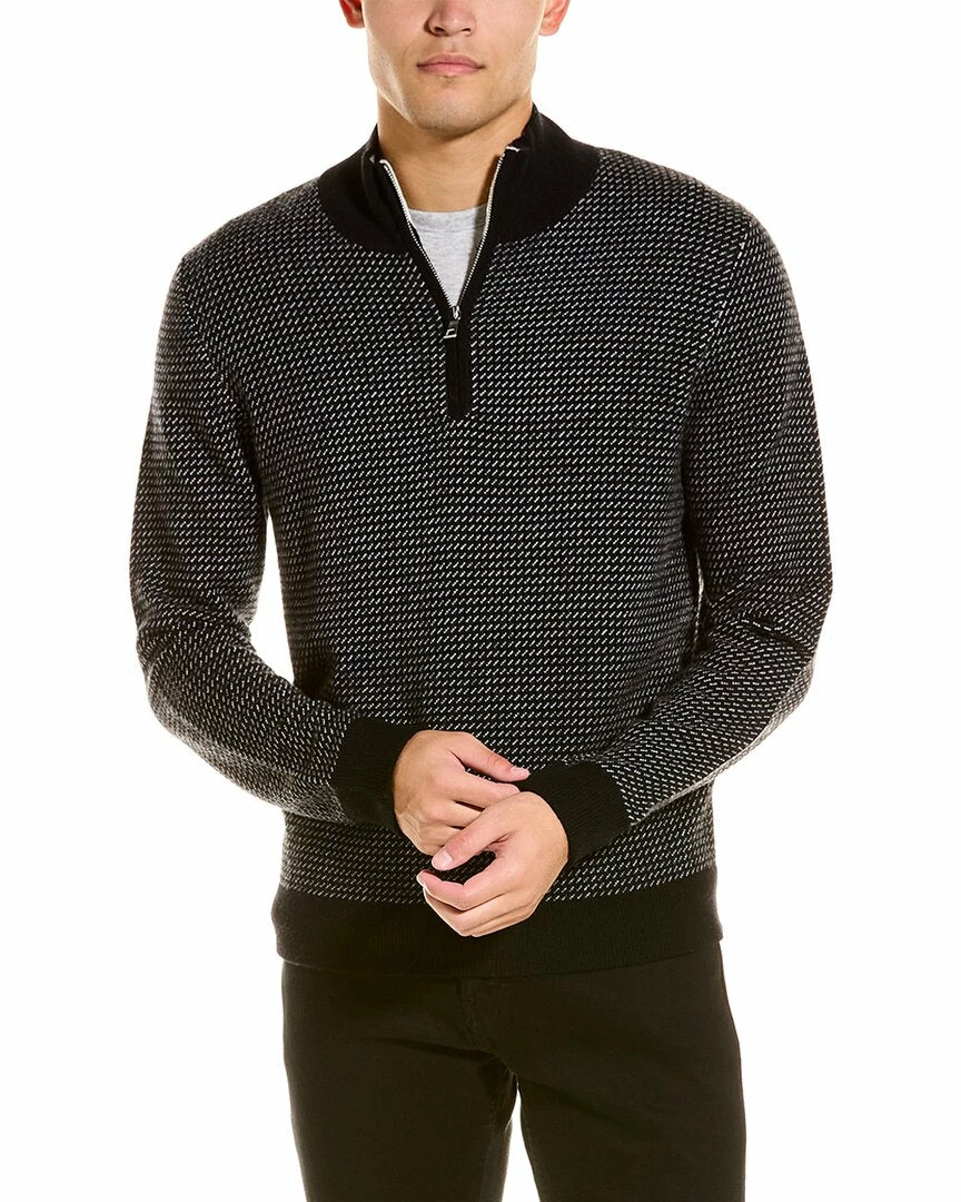 men Kier + J Mock Neck Wool & Cashmere-Blend 1/4-Zip 1 men Kier + J Mock Neck Wool & Cashmere-Blend 1/4-Zip