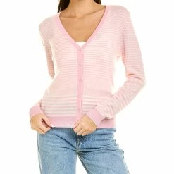 women Kier + J Striped Cashmere Cardigan