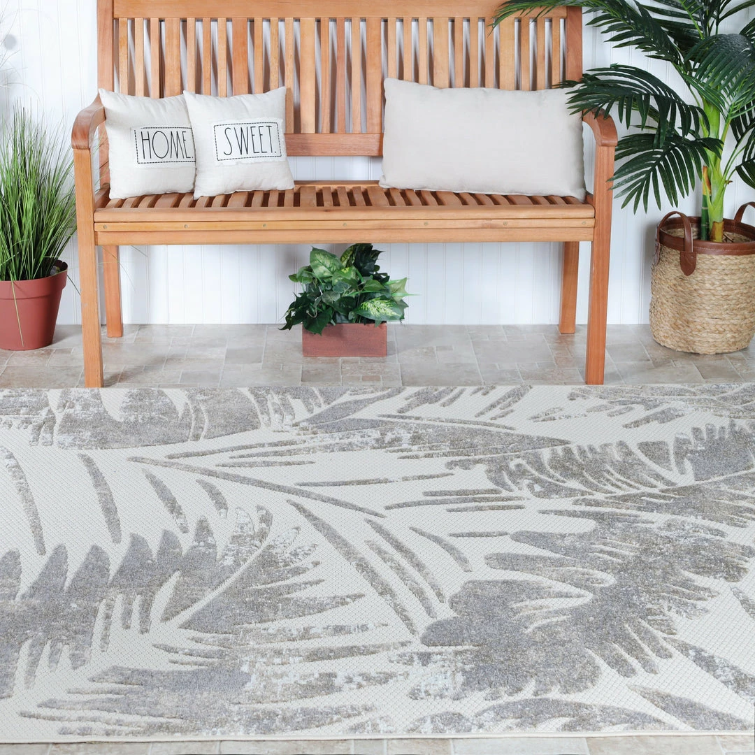 Superior Modern Abstract Botanical Leaves Polypropylene Indoor/Outdoor Area Rug 6 Superior Modern Abstract Botanical Leaves Polypropylene Indoor/Outdoor Area Rug - Image 6