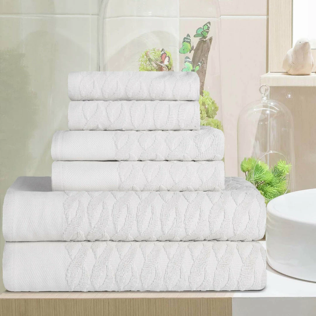 Superior Turkish Cotton Infinity Jacquard Assorted 6-Piece Towel Set 2 Superior Turkish Cotton Infinity Jacquard Assorted 6-Piece Towel Set - Image 2