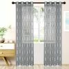 Superior Modern Traditional Delicate Rope Textured Stripe Sheer Grommet Curtain Panel Set