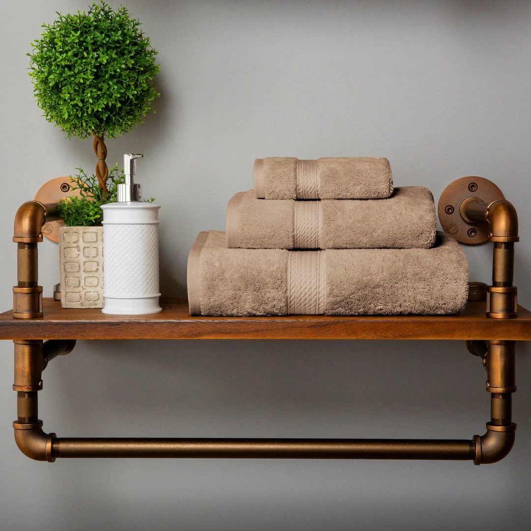 Superior Contemporary Modern Plush and Absorbent Traditional Casual Egyptian Cotton Assorted 3-Piece Towel Set 2 Superior Contemporary Modern Plush and Absorbent Traditional Casual Egyptian Cotton Assorted 3-Piece Towel Set - Image 2