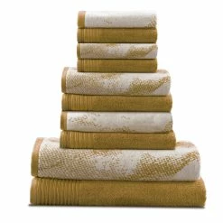 Superior Marble Effect Cotton Absorbent Textured Ultra-Plush 10-Piece Towel Set
