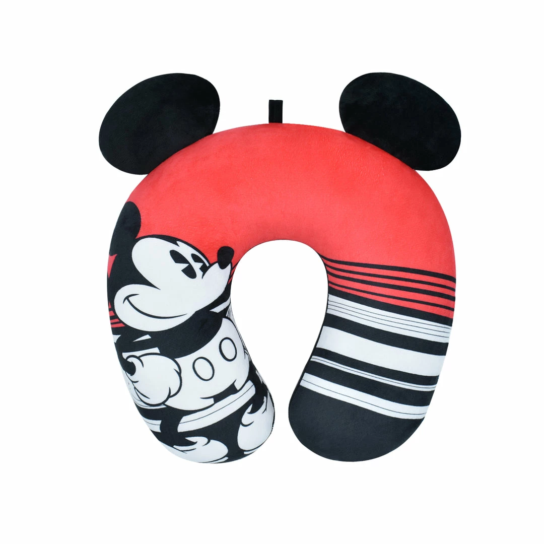Ful Concept One Disney Mickey Mouse Ears Striped Portable Travel Neck Pillow, Black/Red 1 Ful Concept One Disney Mickey Mouse Ears Striped Portable Travel Neck Pillow, Black/Red