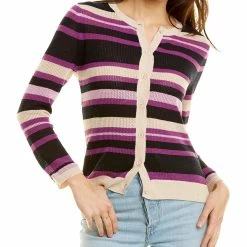 Kier + J women KIER+J Striped Mesh Cardigan