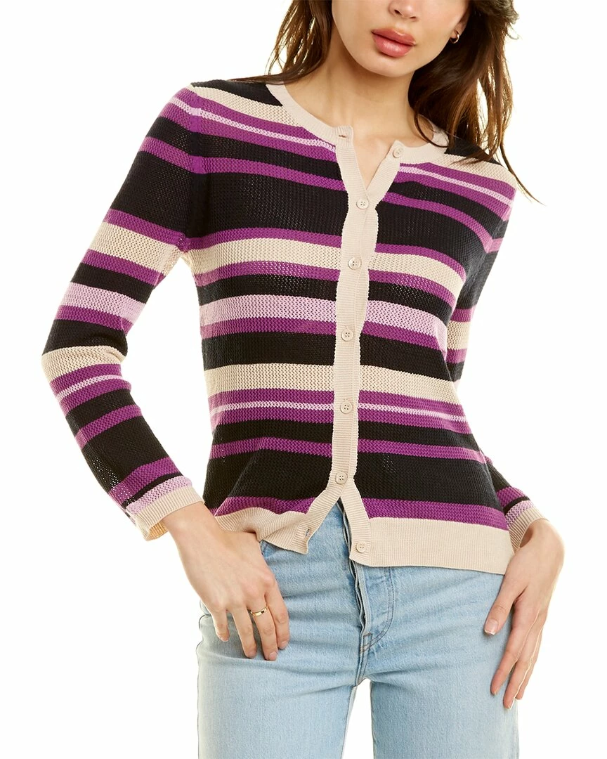Kier + J women KIER+J Striped Mesh Cardigan 1 Kier + J women KIER+J Striped Mesh Cardigan