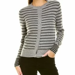 women Kier + J Striped Cashmere Cardigan