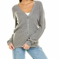 women Kier + J Ribbed Cashmere Cardigan
