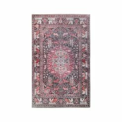 Superior Distressed Floral Medallion Polyester Flat-weave Indoor Area Rug