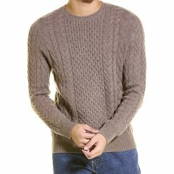 men Kier + J Fisherman Cable Wool & Cashmere-Blend Crewneck Sweater