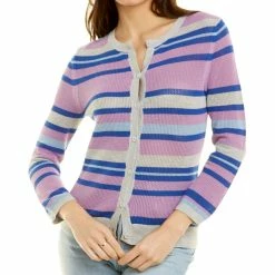 Kier + J women KIER+J Striped Mesh Cardigan