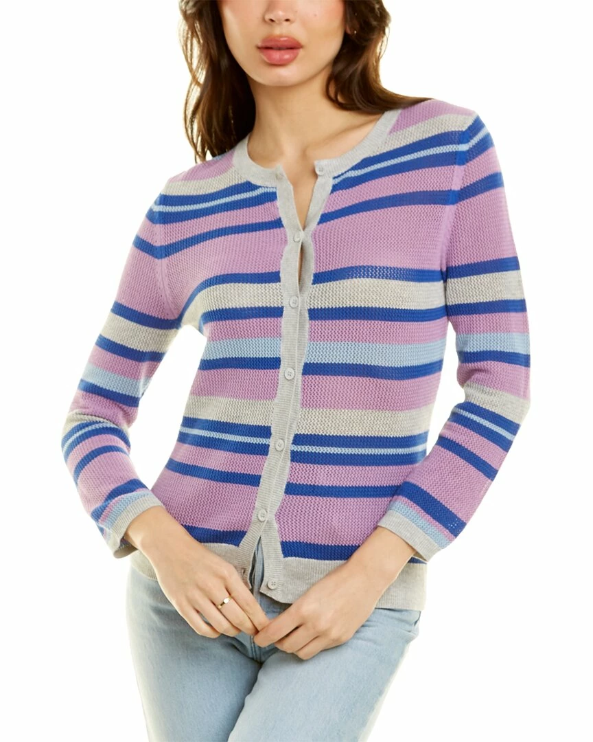 Kier + J women KIER+J Striped Mesh Cardigan 1 Kier + J women KIER+J Striped Mesh Cardigan
