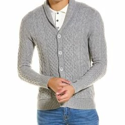 men Kier + J Shawl Collar Cable Wool & Cashmere-Blend Cardigan