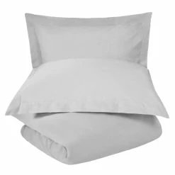 Superior 300-Thread Count Breathable Cotton Percale Deep Pocket Solid Duvet Cover Set