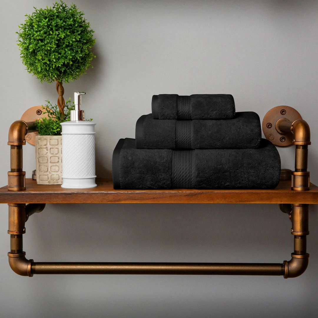 Superior Contemporary Modern Plush and Absorbent Traditional Casual Egyptian Cotton Assorted 3-Piece Towel Set 6 Superior Contemporary Modern Plush and Absorbent Traditional Casual Egyptian Cotton Assorted 3-Piece Towel Set - Image 6