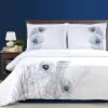 Superior Modern Feather Embroidered Cotton Duvet Cover and Pillow Sham Set