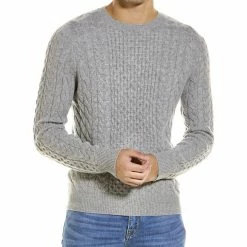 men Kier + J Fisherman Cable Wool & Cashmere-Blend Crewneck Sweater