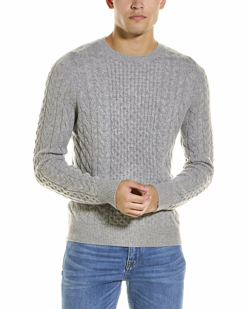 men Kier + J Fisherman Cable Wool & Cashmere-Blend Crewneck Sweater 1 men Kier + J Fisherman Cable Wool & Cashmere-Blend Crewneck Sweater
