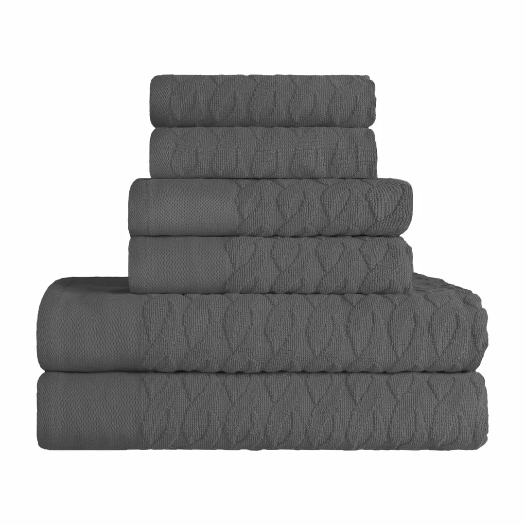 Superior Turkish Cotton Infinity Jacquard Assorted 6-Piece Towel Set 9 Superior Turkish Cotton Infinity Jacquard Assorted 6-Piece Towel Set - Image 9