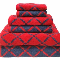 Superior Plush and Absorbent Cotton Oversized 6-Piece Geometric Diamond Assorted Towel Set