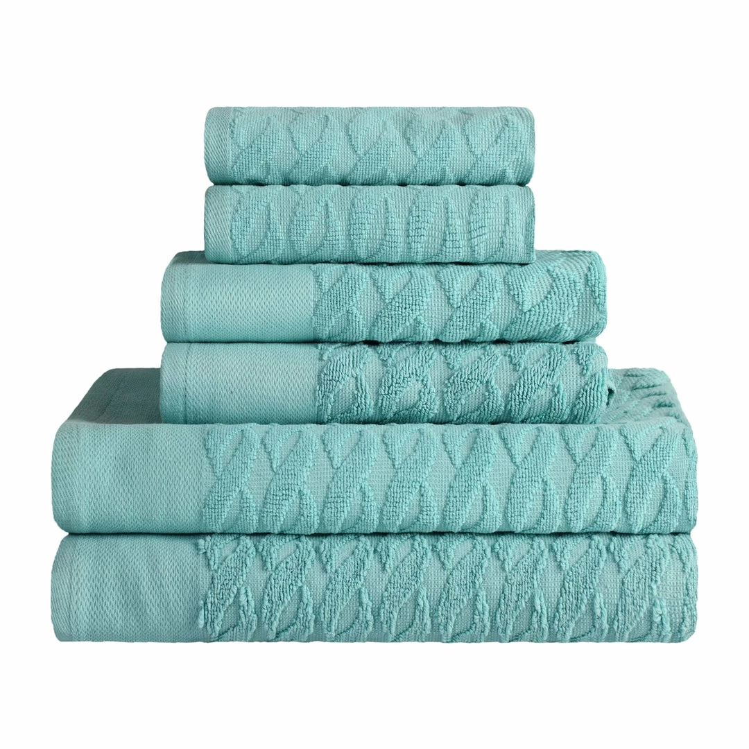 Superior Turkish Cotton Infinity Jacquard Assorted 6-Piece Towel Set 6 Superior Turkish Cotton Infinity Jacquard Assorted 6-Piece Towel Set - Image 6