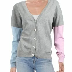 Kier + J Womens V Neck Button Down Cardigan Sweater