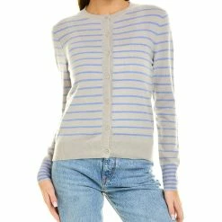 women Kier + J Striped Cashmere Cardigan