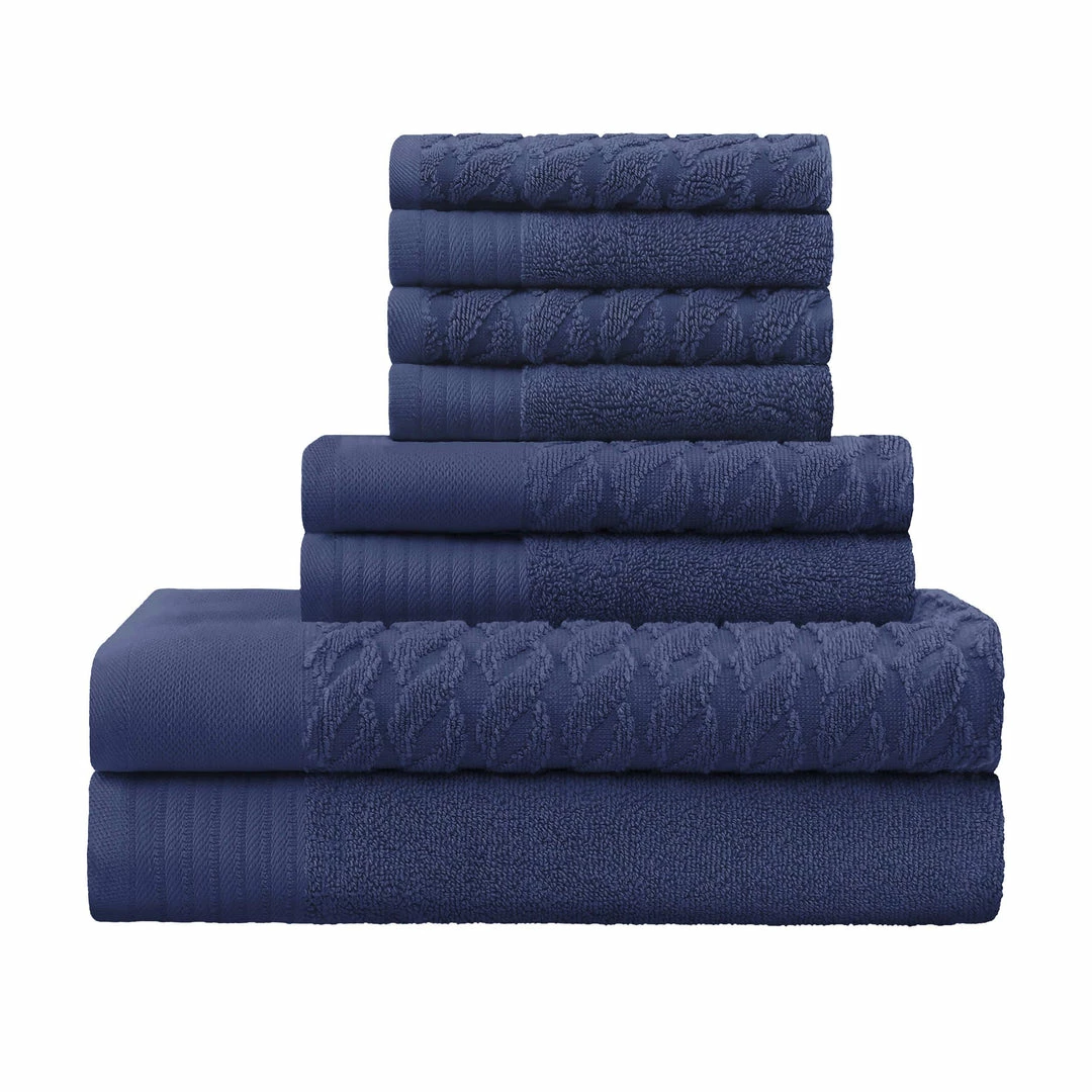 Superior Turkish Cotton Jacquard Assorted 8-Piece Towel Set 6 Superior Turkish Cotton Jacquard Assorted 8-Piece Towel Set - Image 6