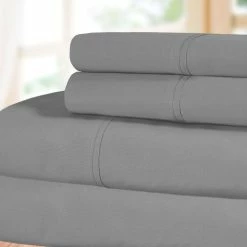 Superior 300-Thread Count Breathable Cotton Percale Deep Pocket Solid Bed Sheet Set