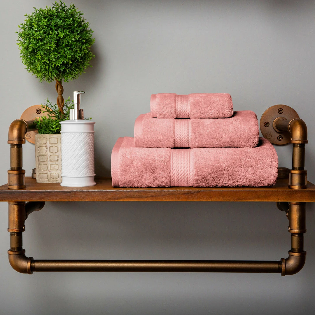 Superior Contemporary Modern Plush and Absorbent Traditional Casual Egyptian Cotton Assorted 3-Piece Towel Set 2 Superior Contemporary Modern Plush and Absorbent Traditional Casual Egyptian Cotton Assorted 3-Piece Towel Set - Image 2