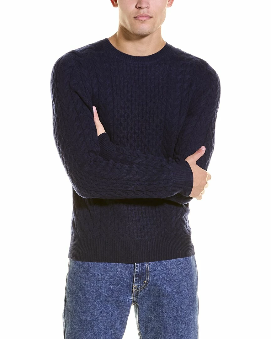 men Kier + J Fisherman Cable Wool & Cashmere-Blend Crewneck Sweater 1 men Kier + J Fisherman Cable Wool & Cashmere-Blend Crewneck Sweater
