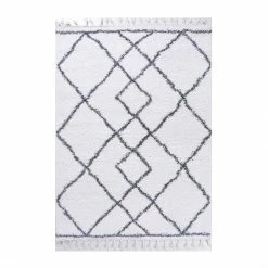 Superior Theia Boho Geometric Diamonds Indoor Polypropylene Plush Shag Area Rug with Tassels