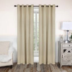 Superior Thermal Insulated Solid Blackout Curtain Panel Set with Grommet Topper