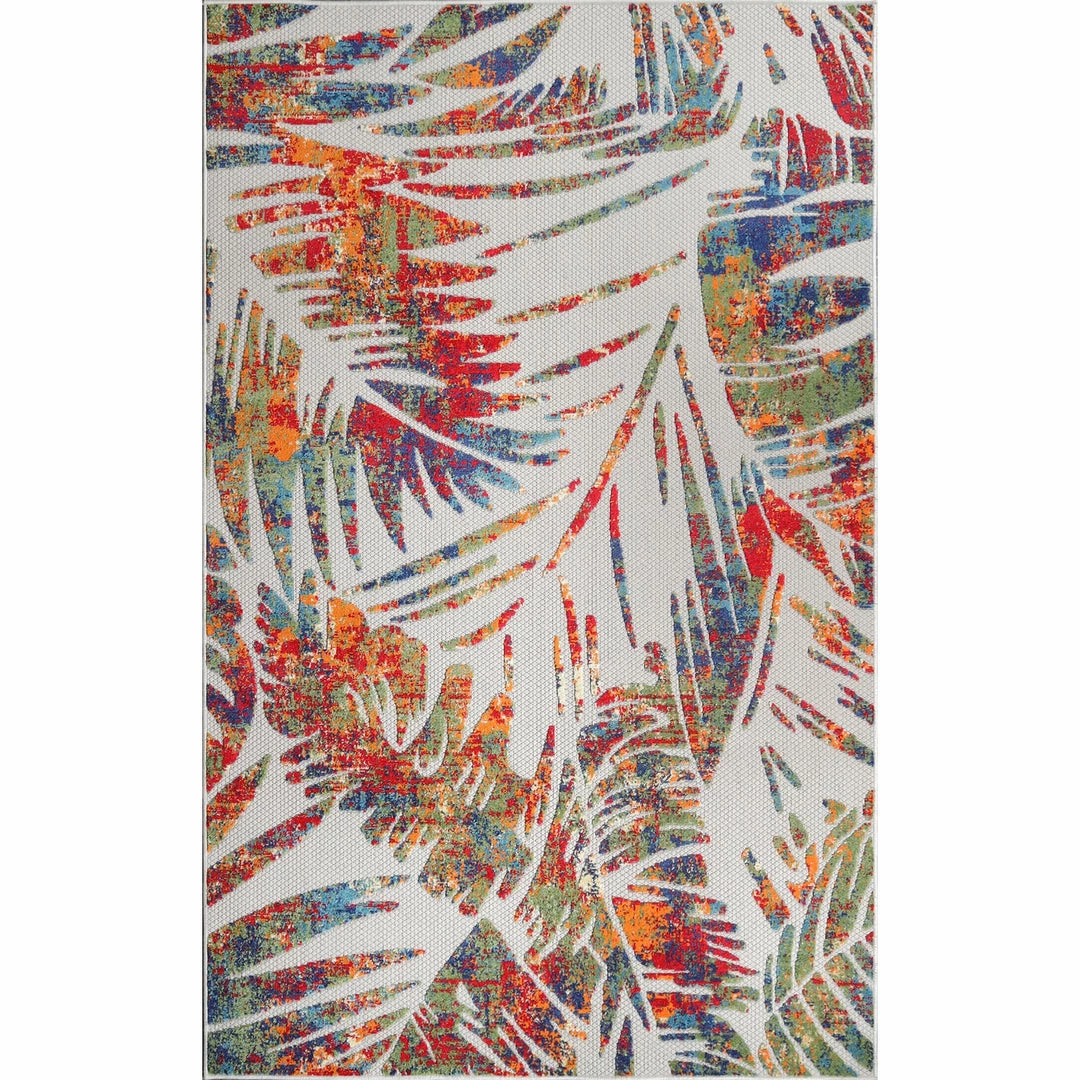 Superior Modern Abstract Botanical Leaves Polypropylene Indoor/Outdoor Area Rug 2 Superior Modern Abstract Botanical Leaves Polypropylene Indoor/Outdoor Area Rug - Image 2
