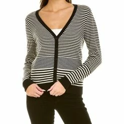 women Kier + J Striped Cashmere Cardigan