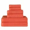 Superior Soho Cotton Textured Ribbed Checker Border Absorbent 6-Piece Towel Set