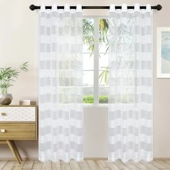 Superior Modern Traditional Delicate Rope Textured Stripe Sheer Grommet Curtain Panel Set -Cheap Superior Store ed06ca74f2a64d91818a8c530e127b07 1080x