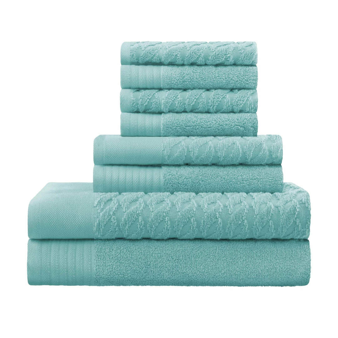 Superior Turkish Cotton Jacquard Assorted 8-Piece Towel Set 5 Superior Turkish Cotton Jacquard Assorted 8-Piece Towel Set - Image 5